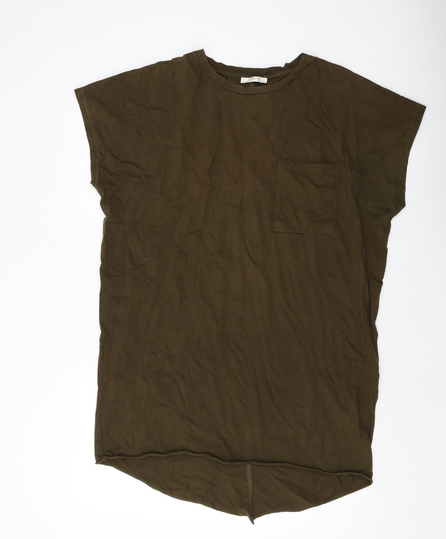 Womens UK Size M Zara Green Basic T-Shirt
