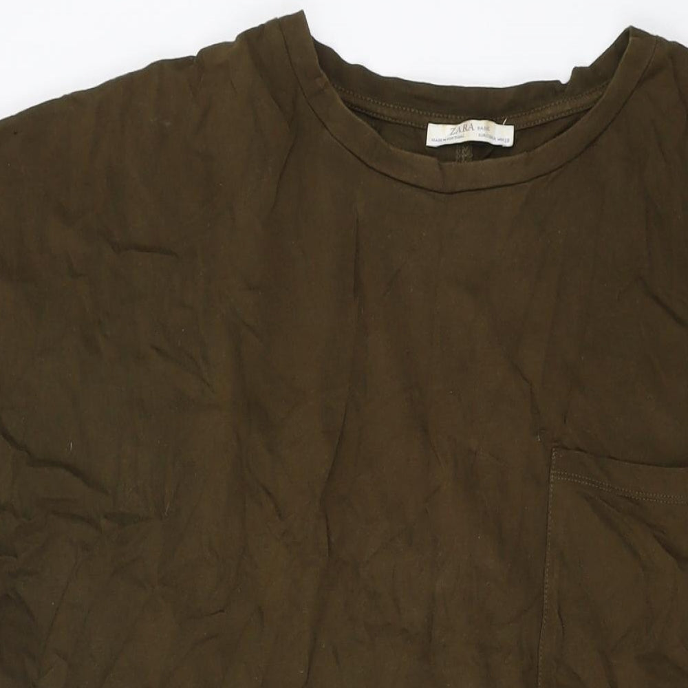 Womens UK Size M Zara Green Basic T-Shirt
