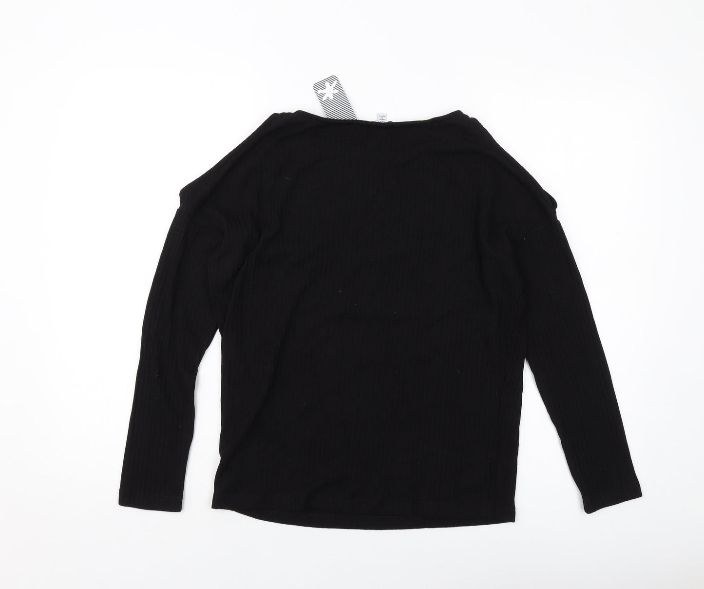 Splendid Womens Black Polyester Basic Blouse Size S Round Neck