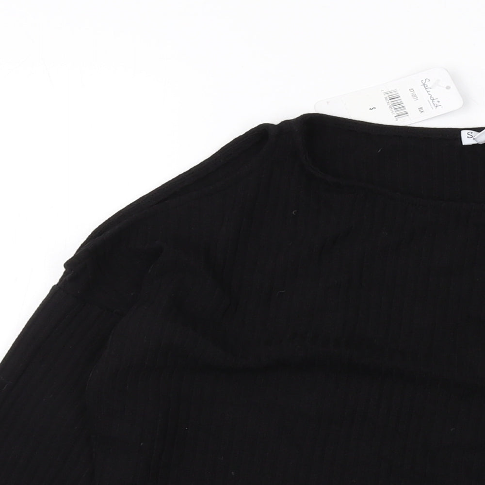 Splendid Womens Black Polyester Basic Blouse Size S Round Neck