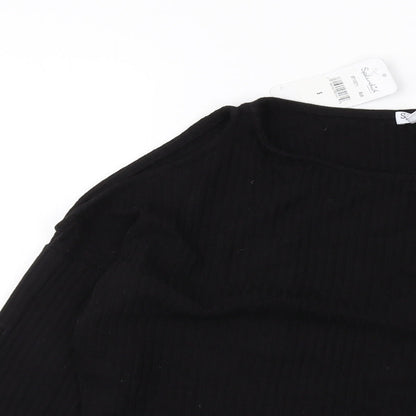 Splendid Womens Black Polyester Basic Blouse Size S Round Neck