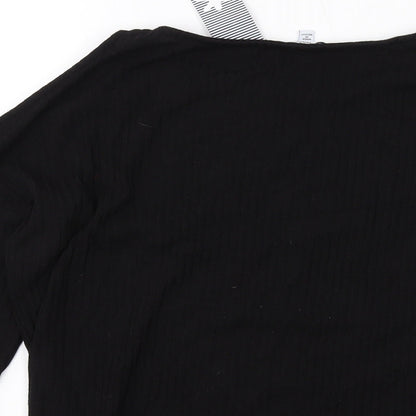Splendid Womens Black Polyester Basic Blouse Size S Round Neck