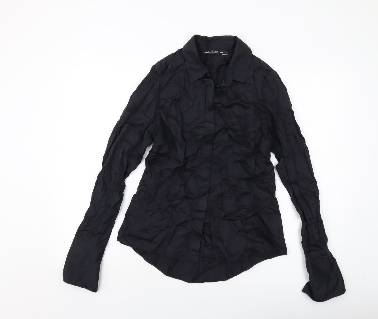 Womens UK Size 14 NEXT Black Basic Button-Up
