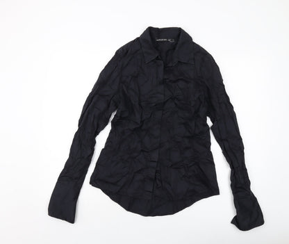 Womens UK Size 14 NEXT Black Basic Button-Up