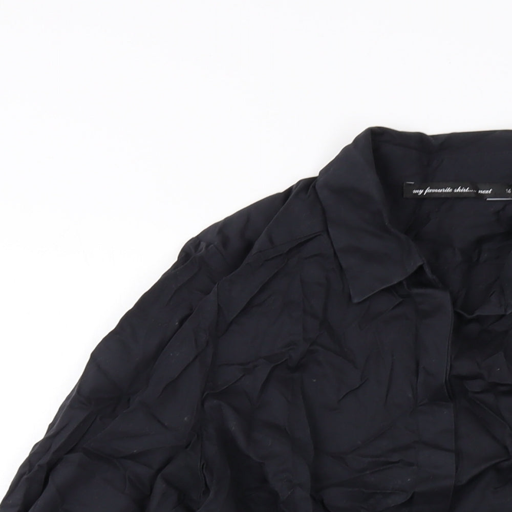 Womens UK Size 14 NEXT Black Basic Button-Up