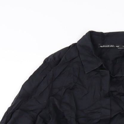 Womens UK Size 14 NEXT Black Basic Button-Up