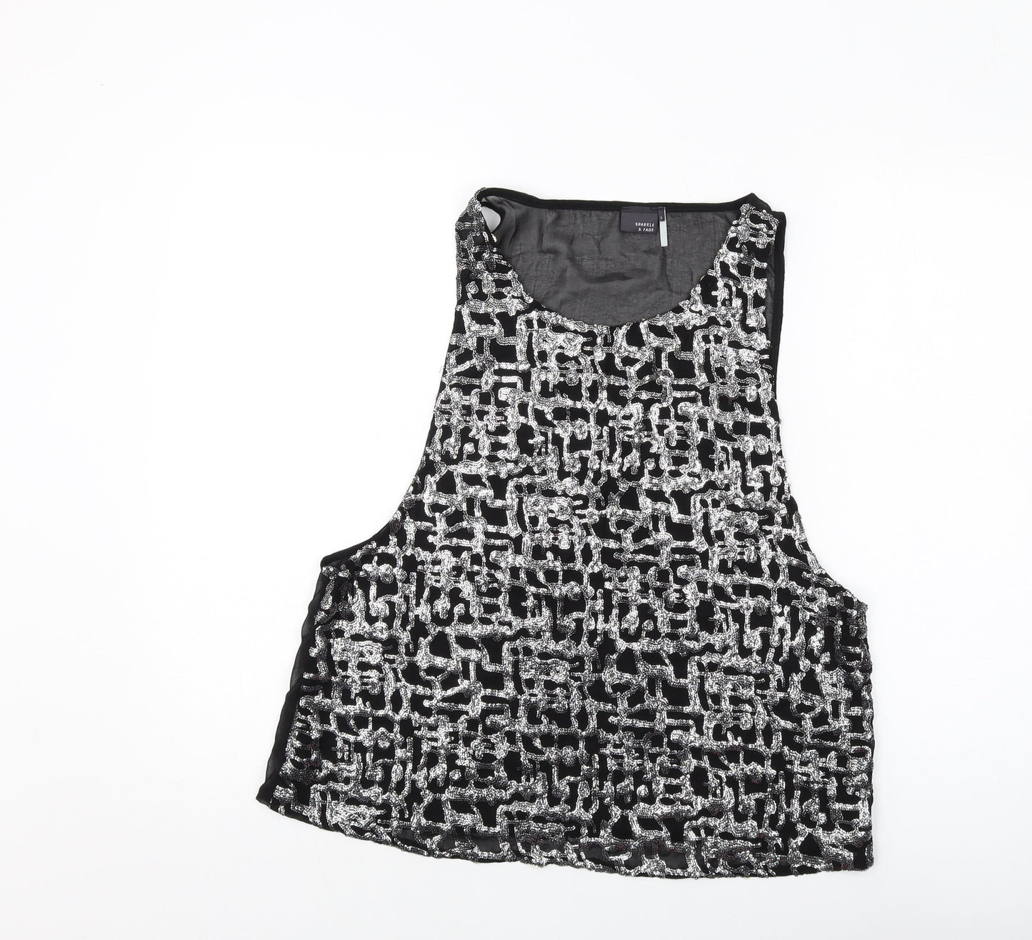Womens UK Size L Sparkle & Fade Black Basic Tank