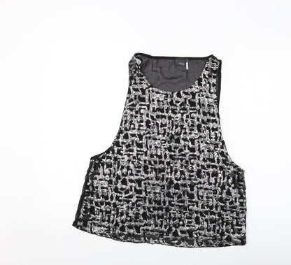 Womens UK Size L Sparkle & Fade Black Basic Tank