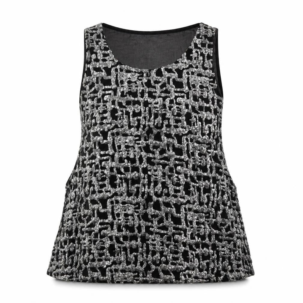 Womens UK Size L Sparkle & Fade Black Basic Tank