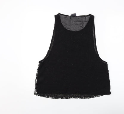 Womens UK Size L Sparkle & Fade Black Basic Tank