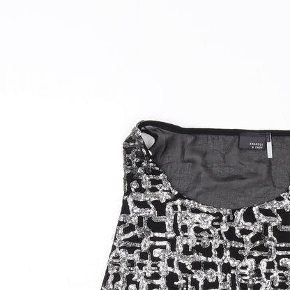 Womens UK Size L Sparkle & Fade Black Basic Tank