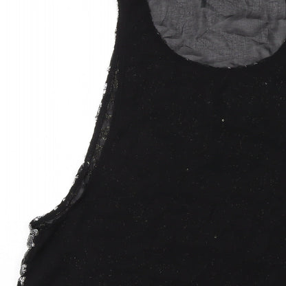 Womens UK Size L Sparkle & Fade Black Basic Tank