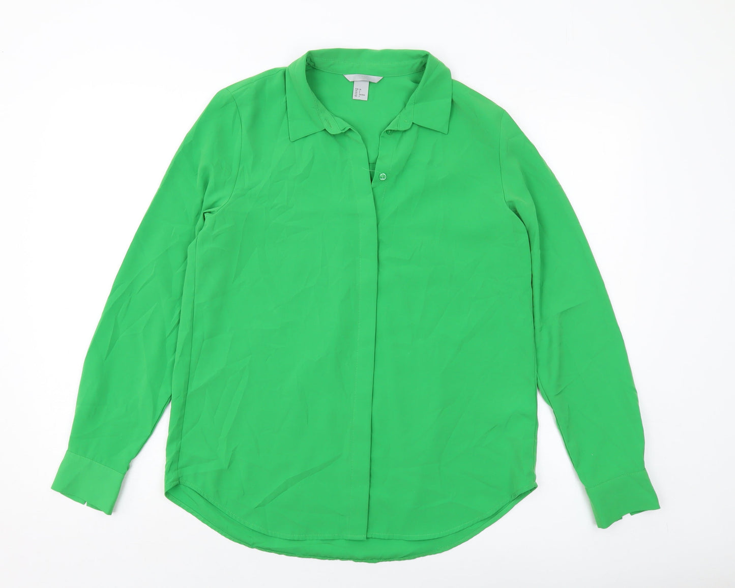 Womens UK Size 8 H&M Green Basic Button-Up