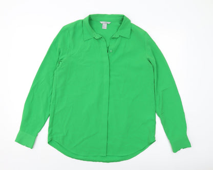 Womens UK Size 8 H&M Green Basic Button-Up