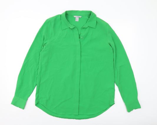 Womens UK Size 8 H&M Green Basic Button-Up