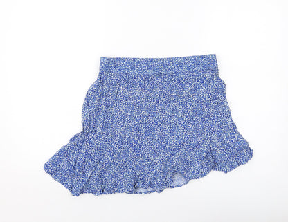 Marks and Spencer Womens Blue Floral Viscose A-Line Skirt Size 12