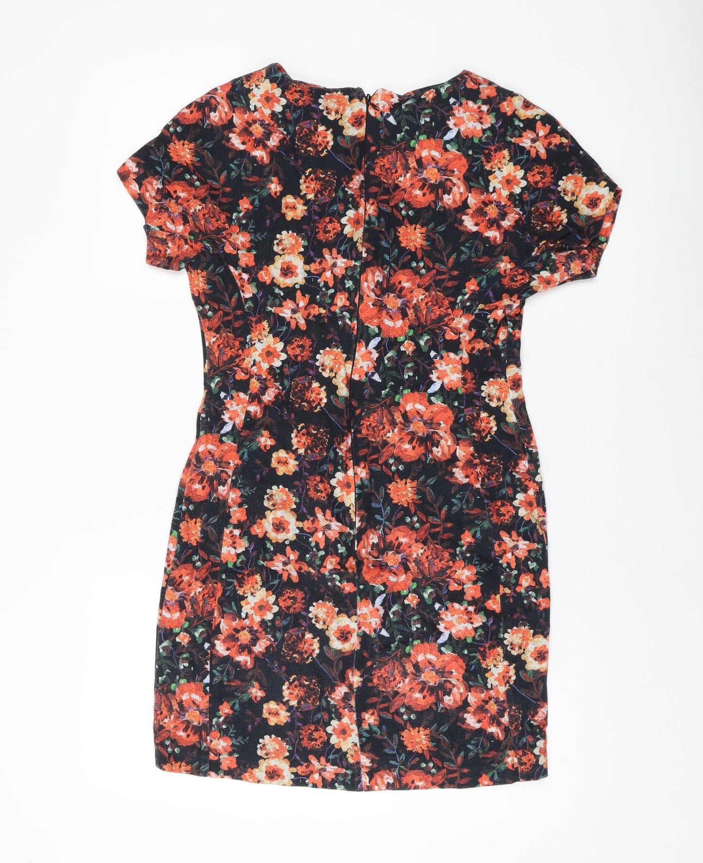 Oasis Womens Multicoloured Floral Cotton Mini Size 8 Round Neck Zip