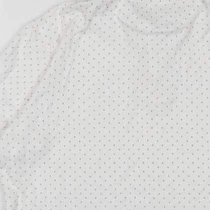 Cactus Man Mens White Geometric Cotton Polo Size L Collared Button