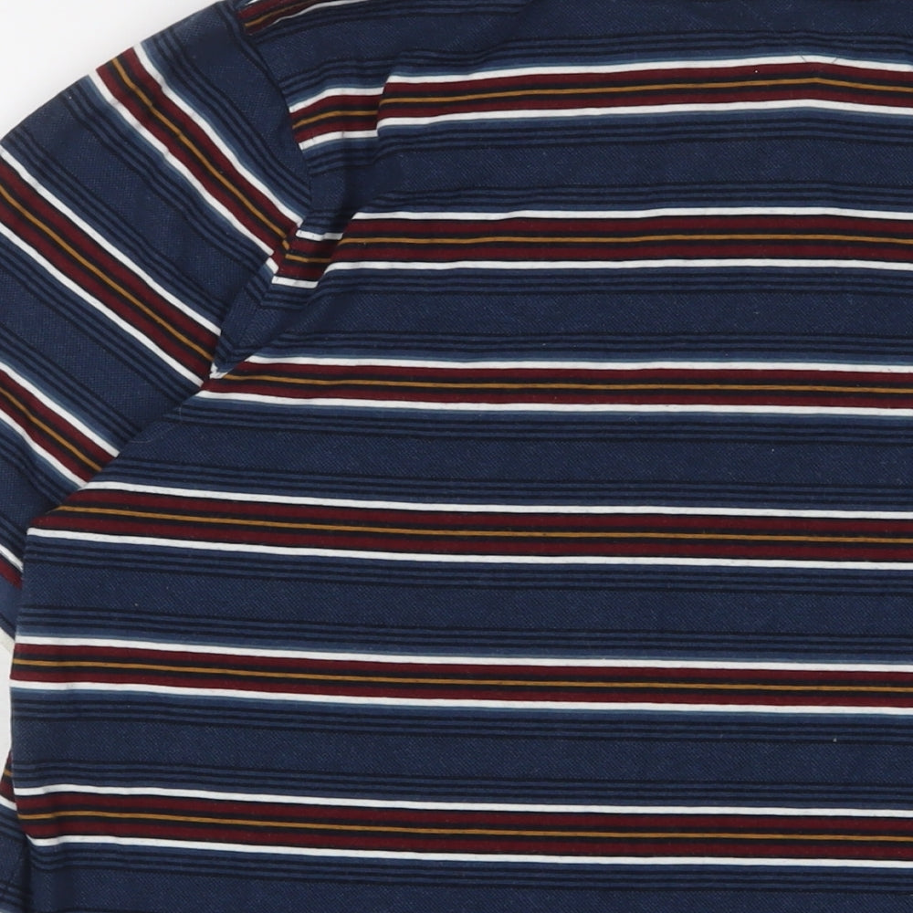 Lincoln Mens Blue Striped Cotton Polo Size 2XL Collared Button