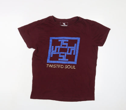 Womens UK Size M Twisted Soul Red Basic T-Shirt