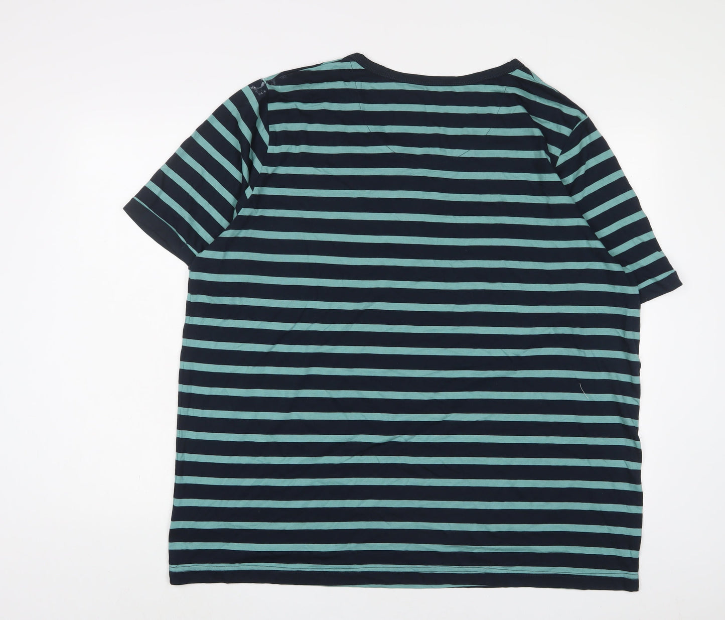 Livergy Mens Blue Striped Cotton T-Shirt Size 2XL Round Neck