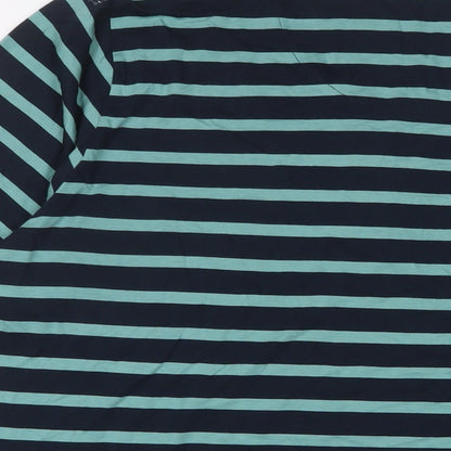 Livergy Mens Blue Striped Cotton T-Shirt Size 2XL Round Neck