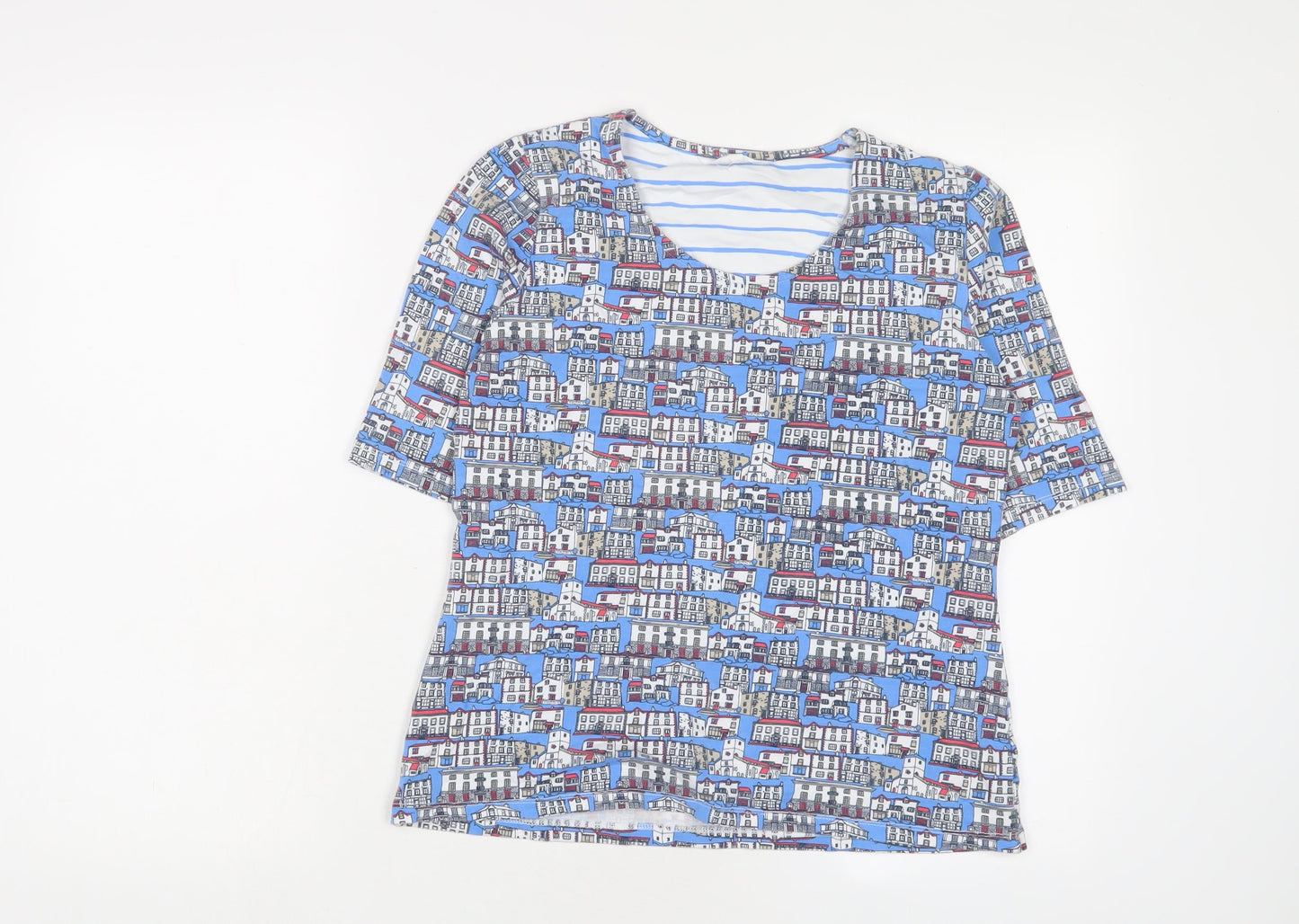 Womens UK Size 12 Tulchan Blue Basic T-Shirt