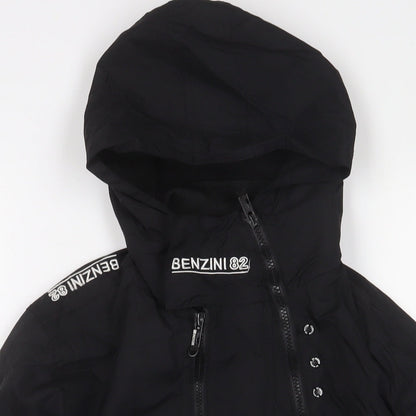 benzini Boys Black Jacket Coat Size 13-14 Years Zip - Logo, Embroidered