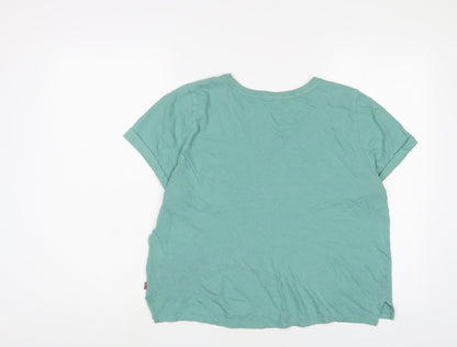 Womens UK Size M Levi's Green Cropped T-Shirt