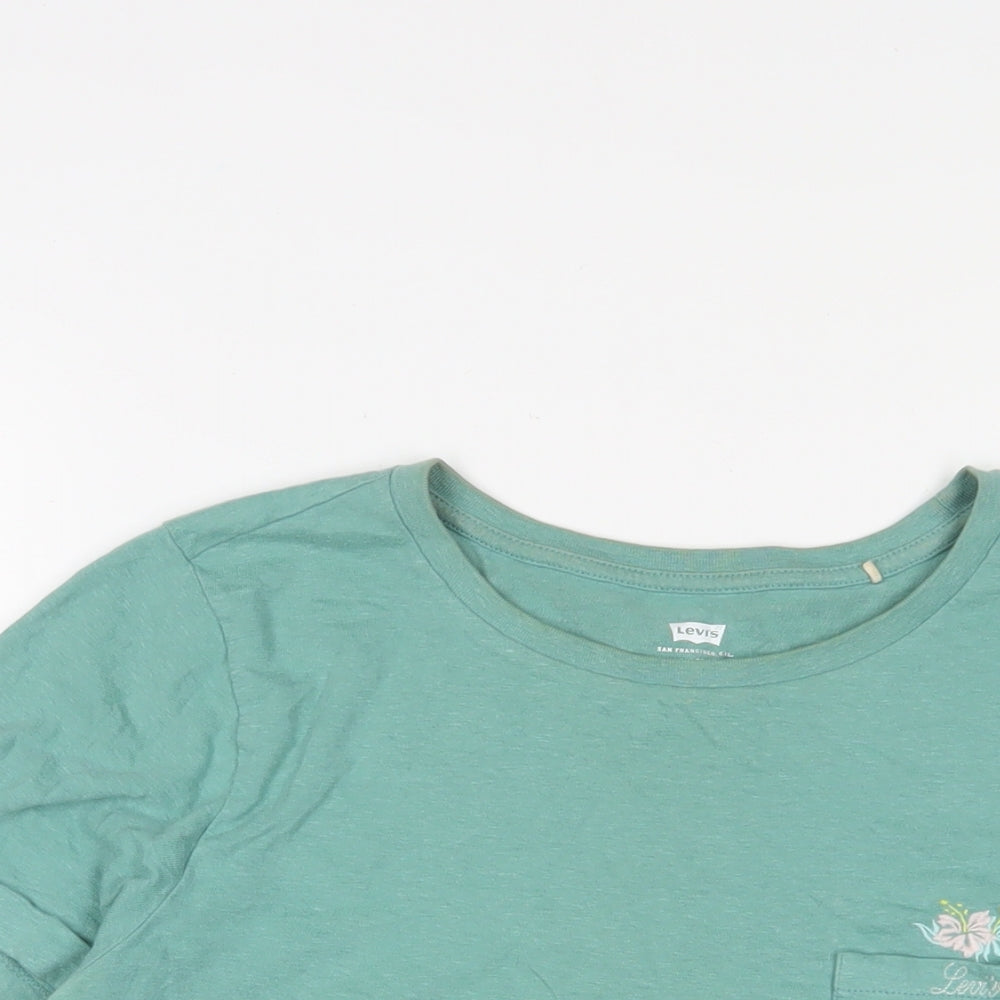 Womens UK Size M Levi's Green Cropped T-Shirt
