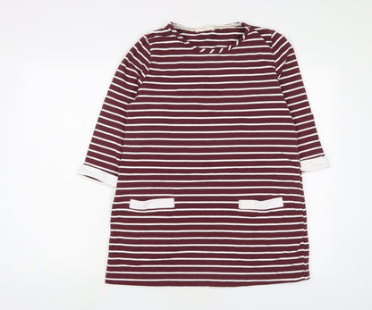 Autonomy Womens Red Striped Cotton Tunic T-Shirt Size M Crew Neck