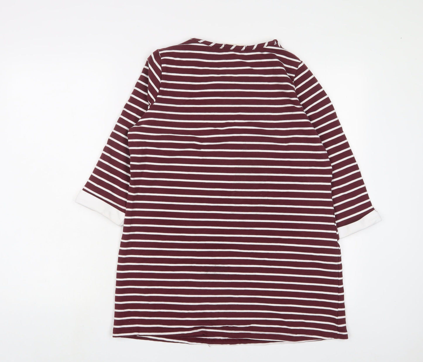 Autonomy Womens Red Striped Cotton Tunic T-Shirt Size M Crew Neck