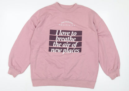 Lefties Womens Pink Cotton Pullover Sweatshirt Size M Pullover