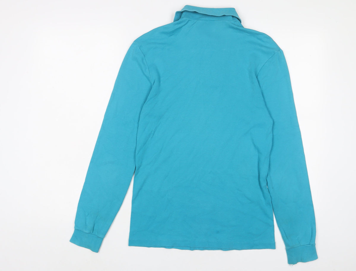 Maser Womens Blue Cotton Pullover Sweatshirt Size M Zip