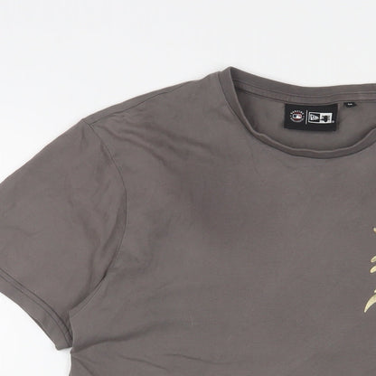 New Era Mens Beige Cotton T-Shirt Size M Crew Neck