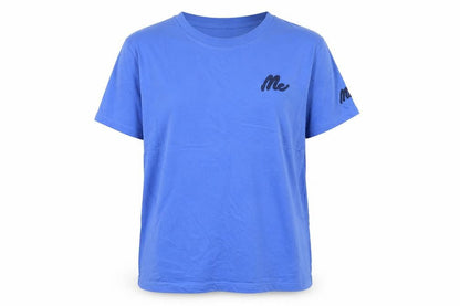 Me Womens Blue Cotton Basic T-Shirt Size XL Crew Neck - Logo, Embroidered
