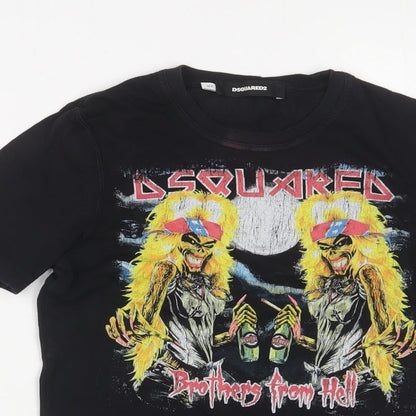Dsquared2 Boys Black Cotton Basic T-Shirt Size 10 Years Crew Neck Pullover