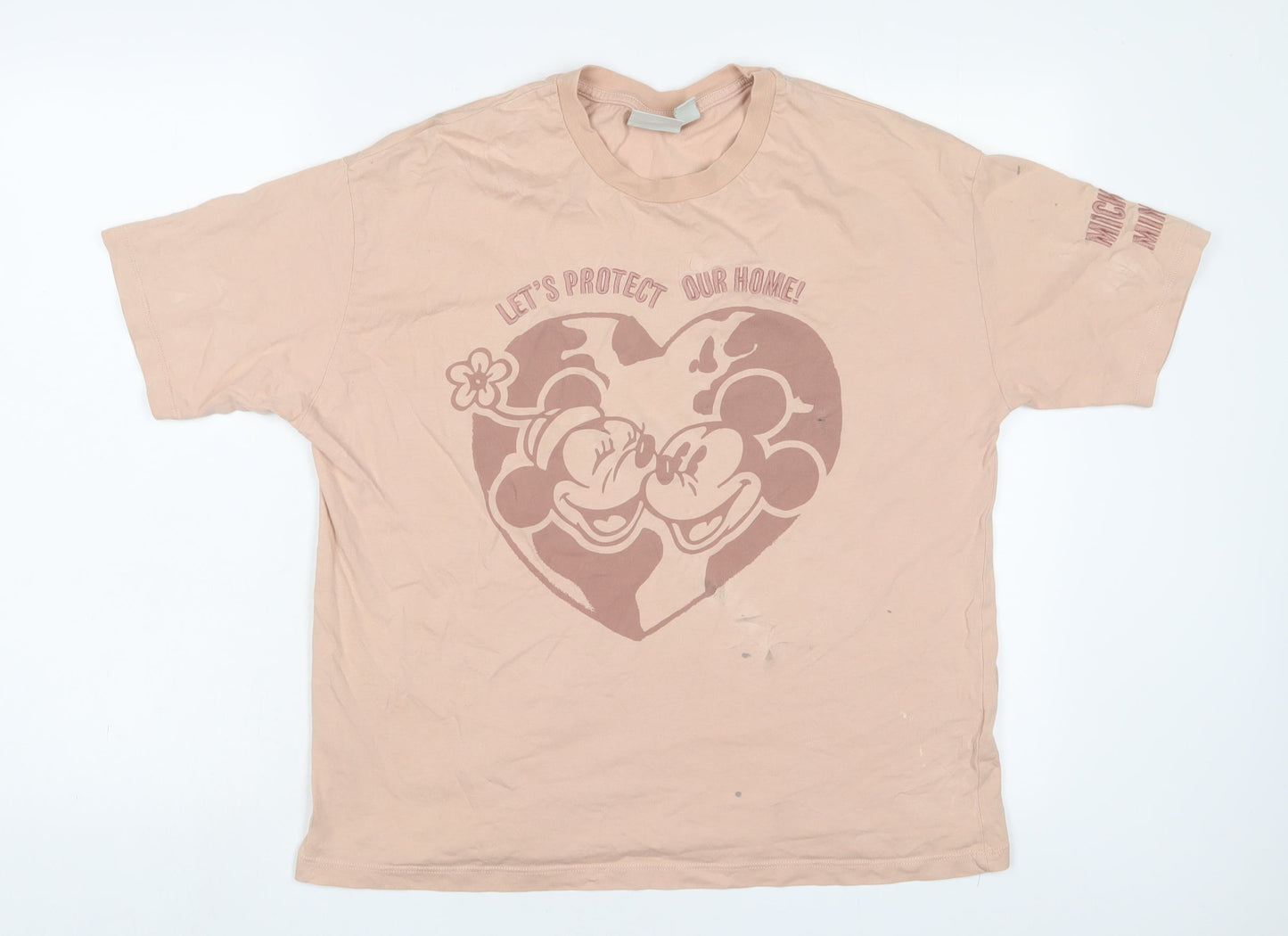 Womens UK Size M Disney Pink Basic T-Shirt