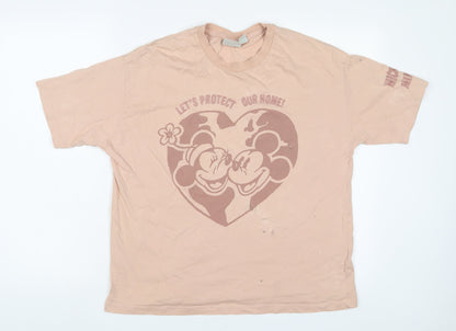 Womens UK Size M Disney Pink Basic T-Shirt
