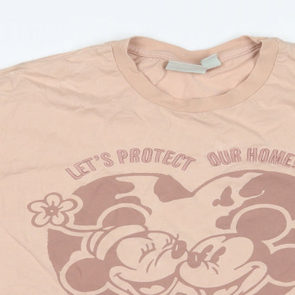 Womens UK Size M Disney Pink Basic T-Shirt