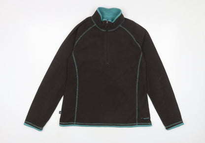 Mountain Life Womens Brown Polyester Pullover Sweatshirt Size S Zip - Embroidered