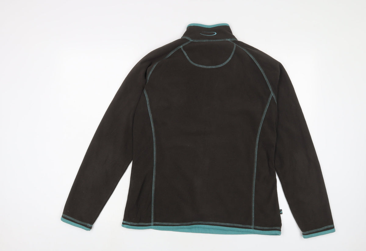 Mountain Life Womens Brown Polyester Pullover Sweatshirt Size S Zip - Embroidered