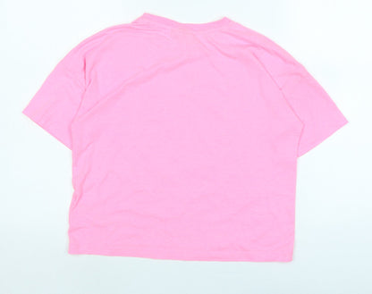 Freinds Girls Pink Cotton Basic T-Shirt Size 11-12 Years Crew Neck