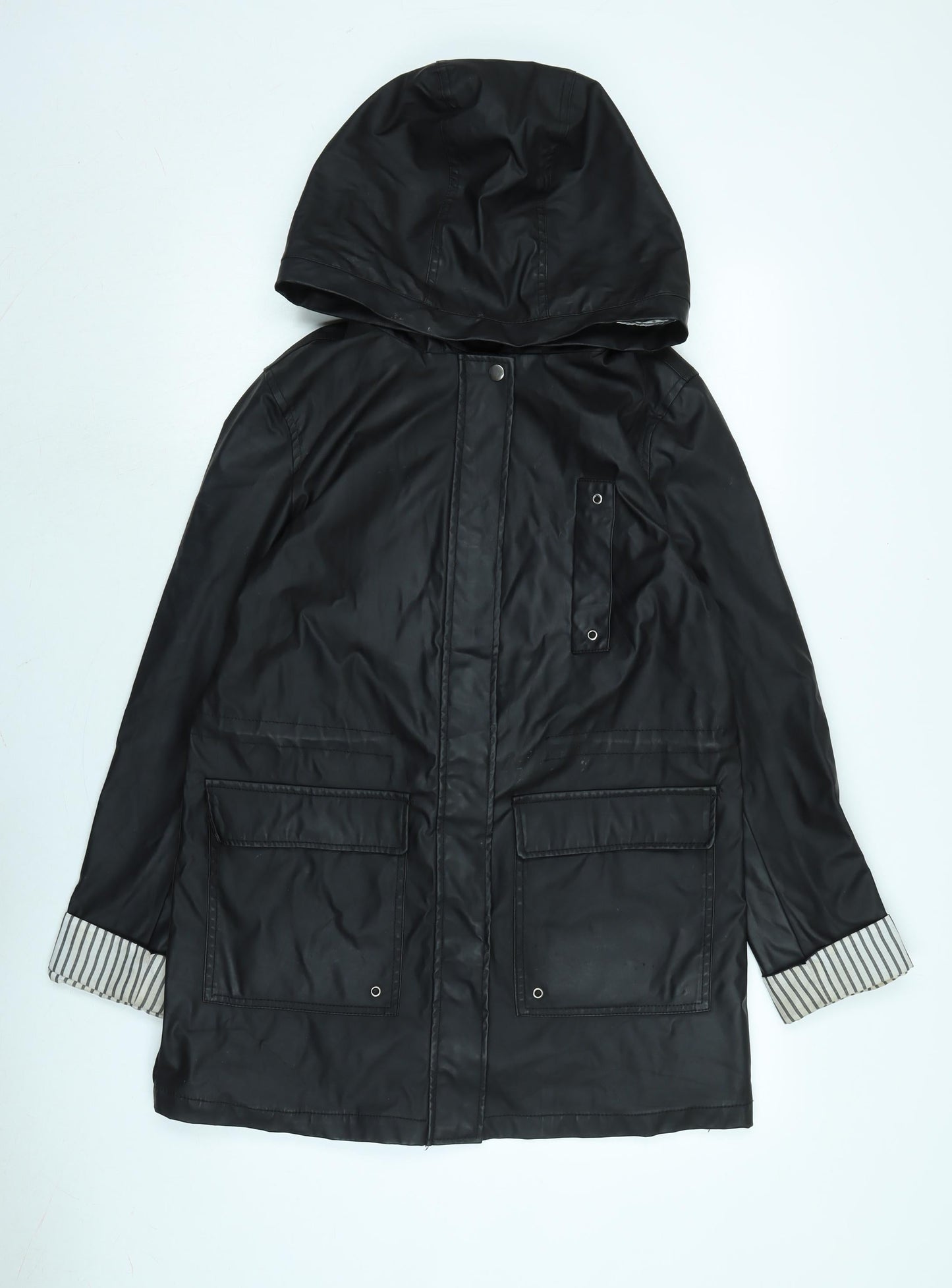 Womens UK Size 10 New Look Black Rain Coat