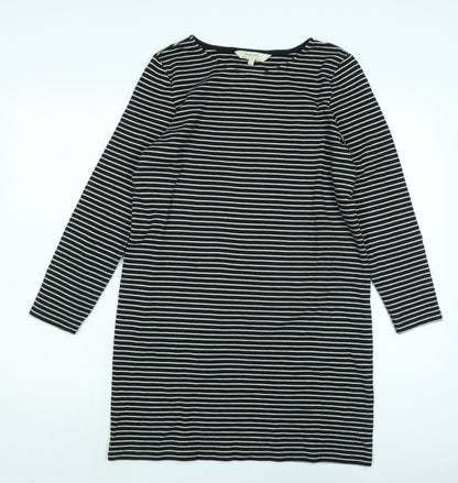 People Tree Womens Black Cotton Jumper Dress Size 12 Crew Neck