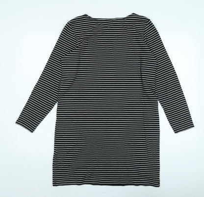 People Tree Womens Black Cotton Jumper Dress Size 12 Crew Neck
