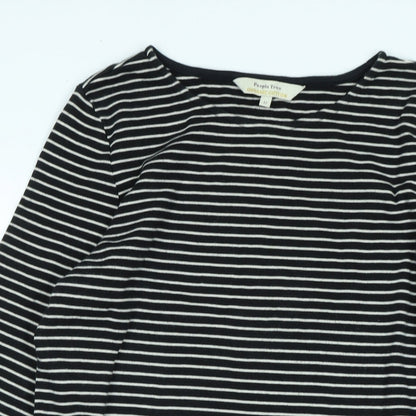 People Tree Womens Black Cotton Jumper Dress Size 12 Crew Neck