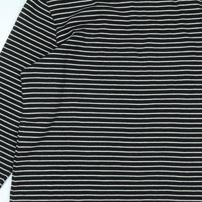 People Tree Womens Black Cotton Jumper Dress Size 12 Crew Neck