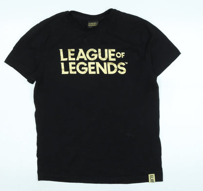 LEAUGE OF LEGENDS Mens Black Cotton T-Shirt Size M Crew Neck - Leauge of legends