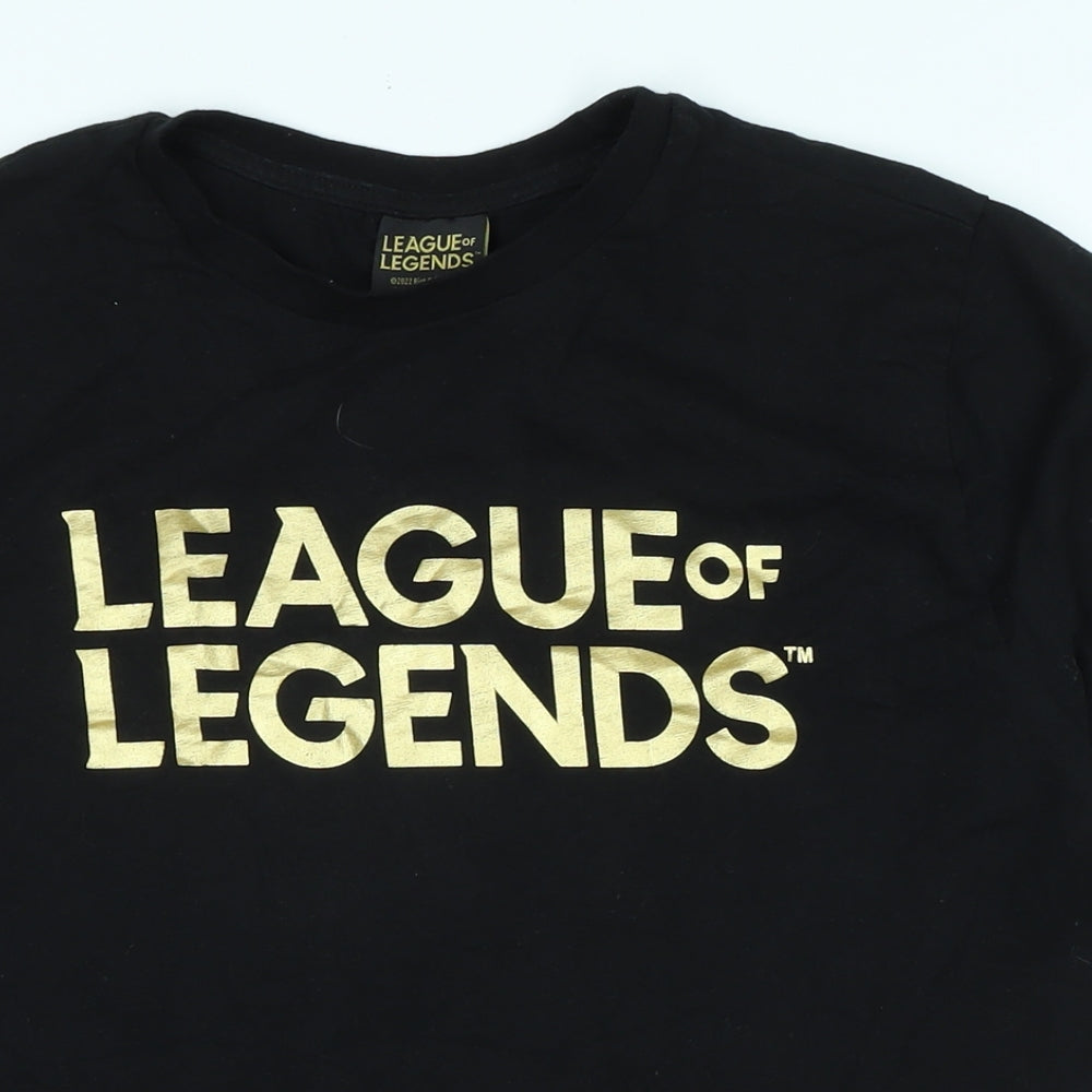 LEAUGE OF LEGENDS Mens Black Cotton T-Shirt Size M Crew Neck - Leauge of legends